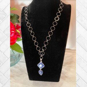 Handcrafted Contemporary Royal Blue Sodalite Necklace in Silver-Tone